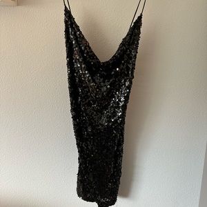 Black Sequin Mini Dress